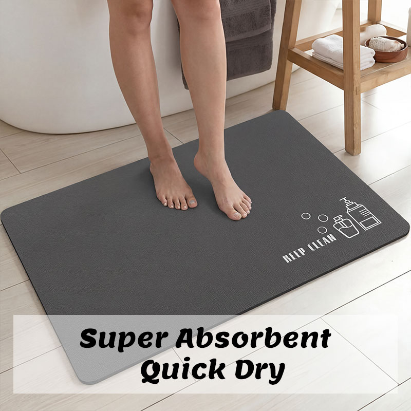 Quick Dry Diatomite Bath Mat - 규조토 욕실 매트, 흡수성 논슬립 바닥