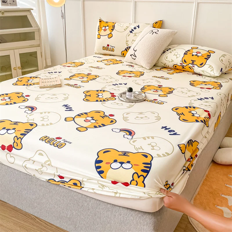 Fitted Bed Sheets Deep Pocket - 1PC 만화 호랑이 무늬 침대 시트,