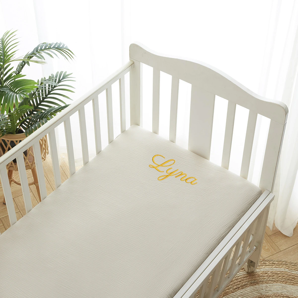 Muslin Cotton Bedspread - 여아 및 남아용 맞춤형 이름 자수