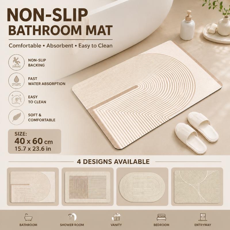 Quick Dry Diatomite Bath Mat - 베이지색 줄무늬 규조토 욕실 매트 빠른