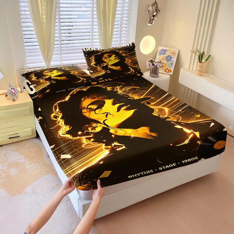 Fitted Bed Sheets Deep Pocket - 귀여운 커피 펭귄 프린트 피티드 시트