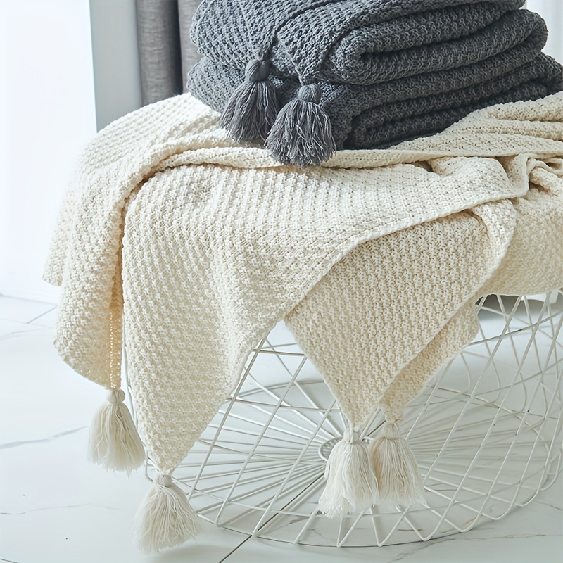 Boho Throw Blanket Fringe - 보헤미안 스타일 니트 담요 장식용 태슬