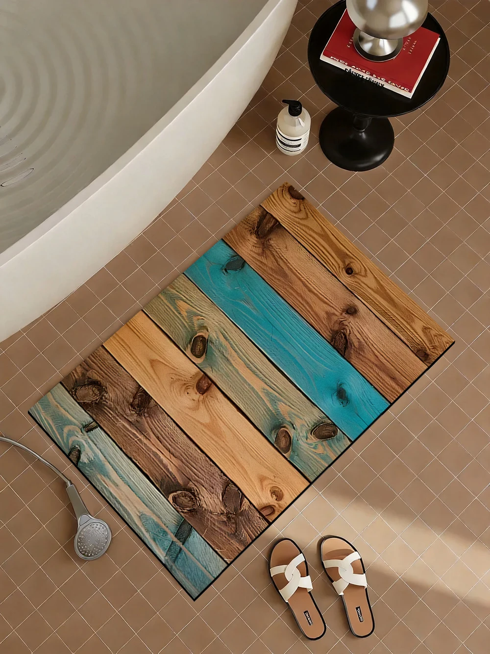 Quick Dry Diatomite Bath Mat - 빈티지 재활용 목재 규조토 욕실 매트,
