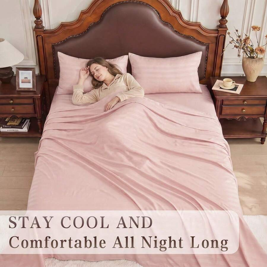 스트라이프 쿨링 시트 세트 킹사이즈 - 피티드 플랫 시 - Fitted Bed Sheets Deep Pocket 리뷰 및 가격