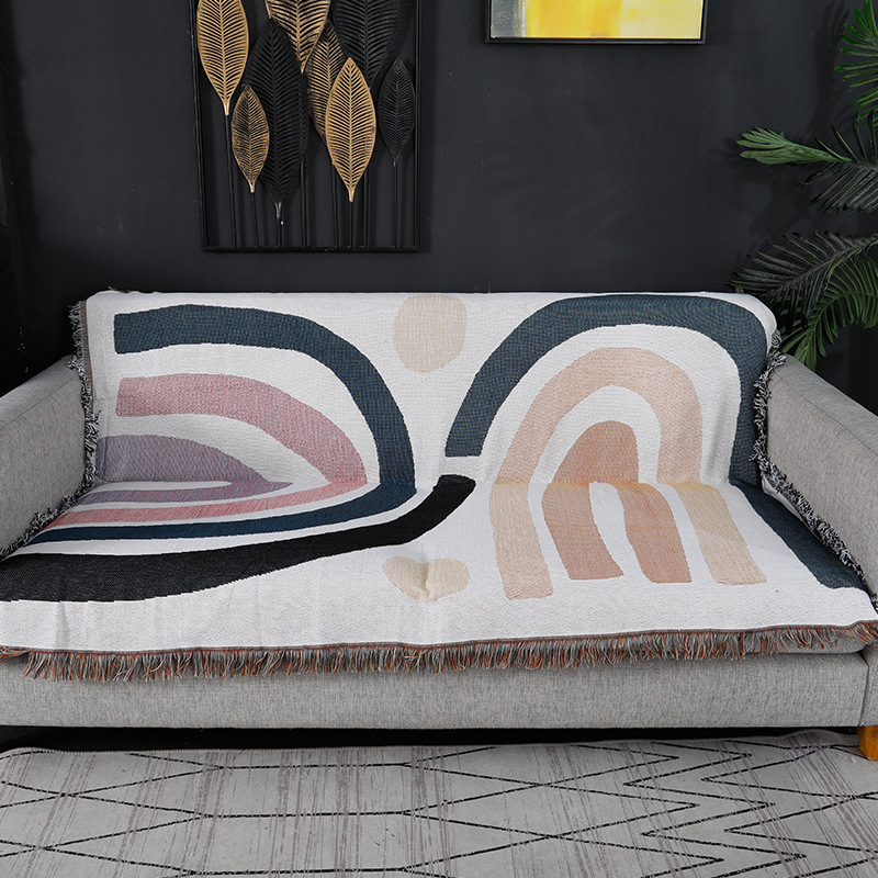 섬유 도시 Ins 두꺼운 면 담요 추상 무지개 패턴 홈 - Boho Throw Blanket Fringe 리뷰 및 가격