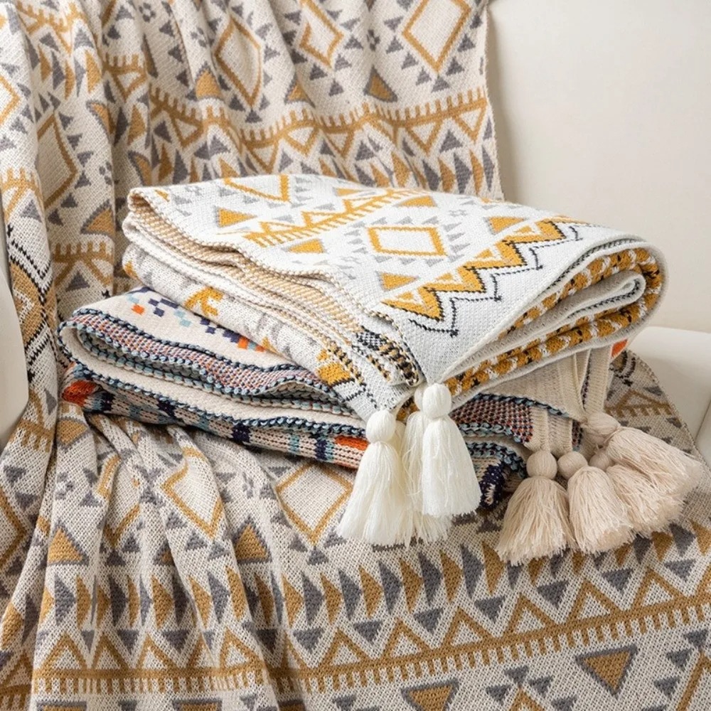 빈티지 청키 니트 보헤미안 스타일 담요 부드러운 태슬  - Boho Throw Blanket Fringe 리뷰 및 가격