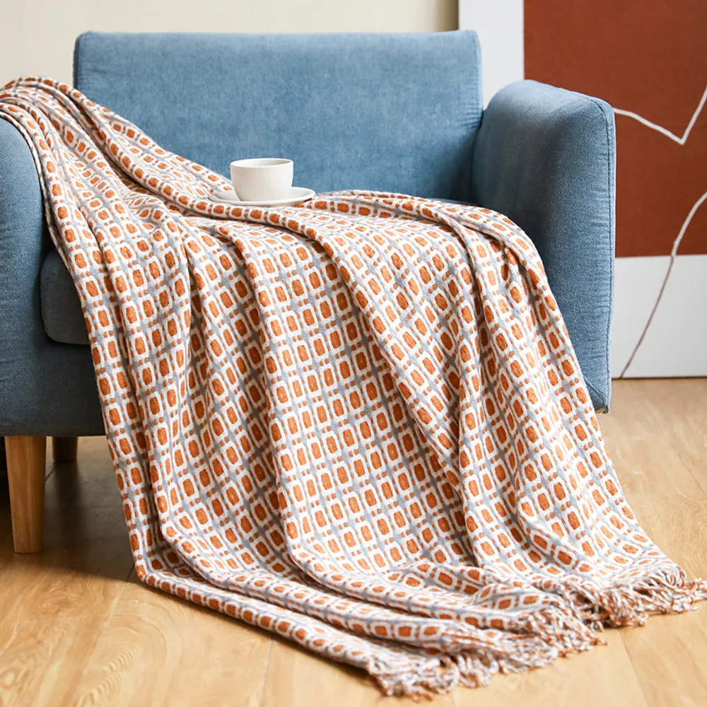 기하학적 격자 무늬 자카드 직조 담요, 보헤미안 체크무 - Boho Throw Blanket Fringe 리뷰 및 가격