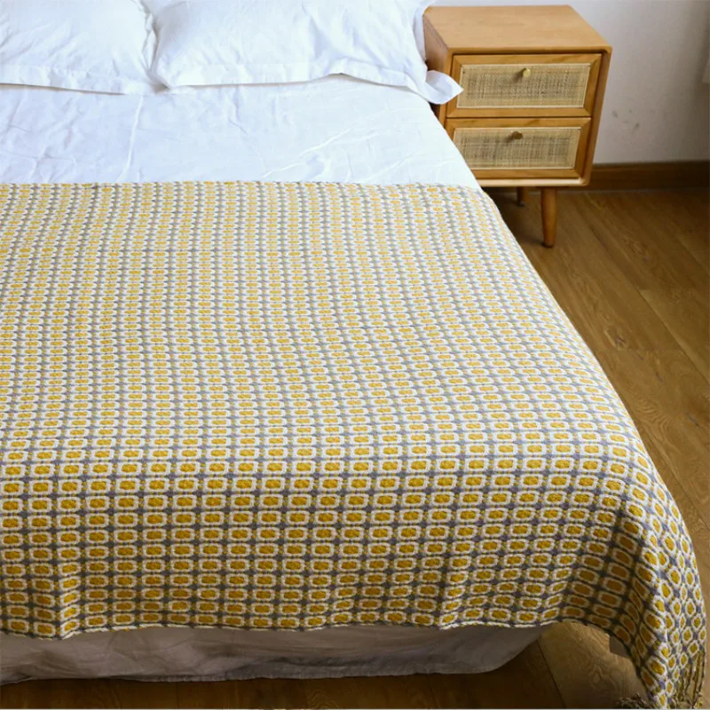 기하학적 격자 무늬 자카드 직조 담요, 보헤미안 체크무 - Boho Throw Blanket Fringe 리뷰 및 가격