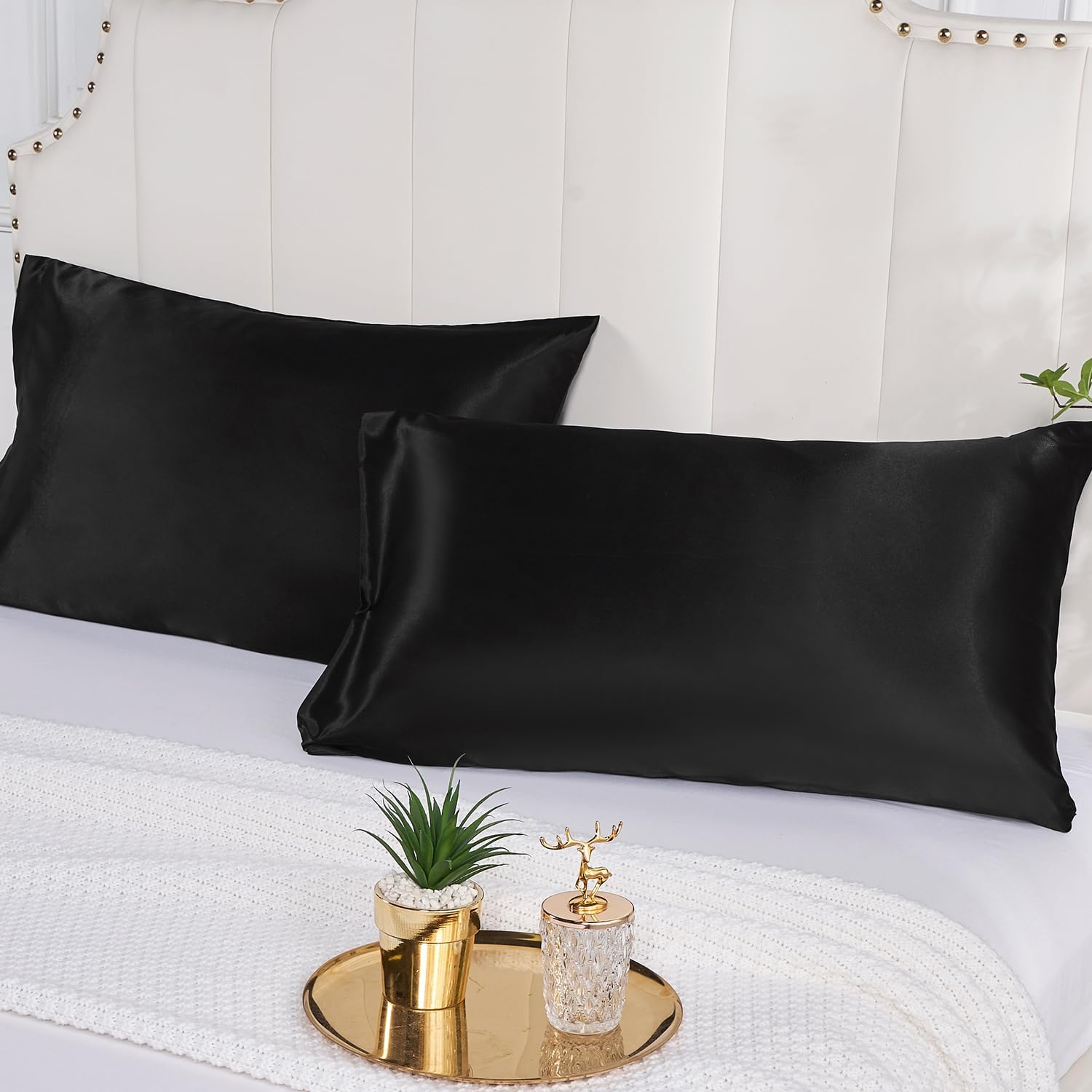 머리카락과 피부를 위한 새틴 베개 커버 2팩, 실크 새 - Satin Silk Pillowcase Hair Skin 리뷰 및 가격