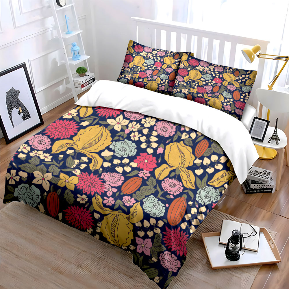 다채로운 꽃과 잎 패턴 이불 커버 세트 디지털 프린트  - Duvet Cover Sets With Zipper 리뷰 및 가격