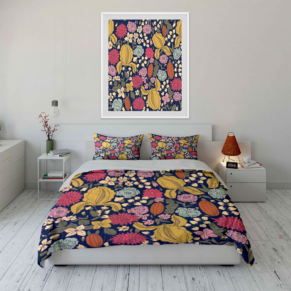 다채로운 꽃과 잎 패턴 이불 커버 세트 디지털 프린트  - Duvet Cover Sets With Zipper 리뷰 및 가격