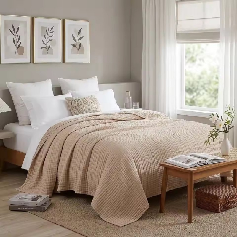 6겹 면 모슬린 담요, 가벼운 면 소재의 시원하고 부드 - Muslin Cotton Bedspread 리뷰 및 가격