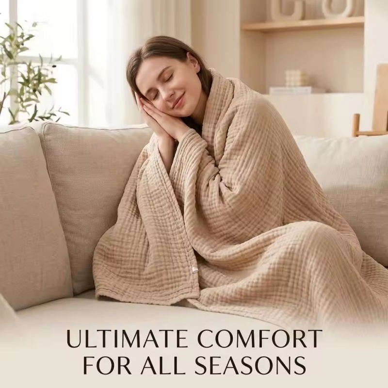 6겹 면 모슬린 담요, 가벼운 면 소재의 시원하고 부드 - Muslin Cotton Bedspread 리뷰 및 가격
