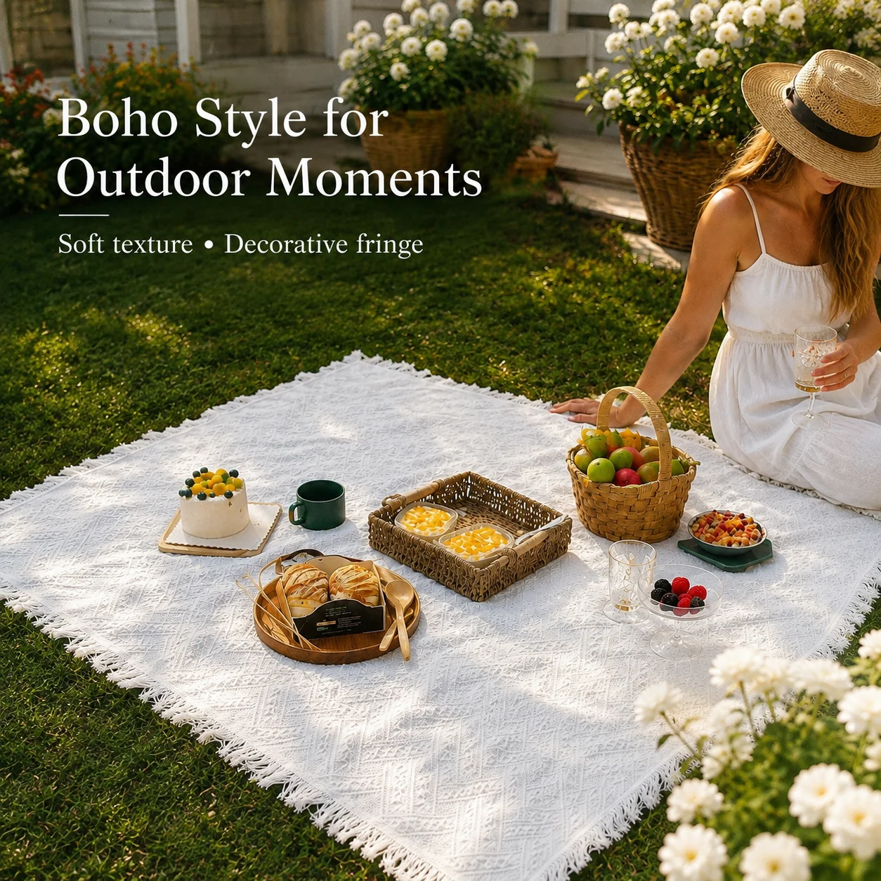 보헤미안 피크닉 담요 야외 캠핑 매트 프린지 테이블보  - Boho Throw Blanket Fringe 리뷰 및 가격