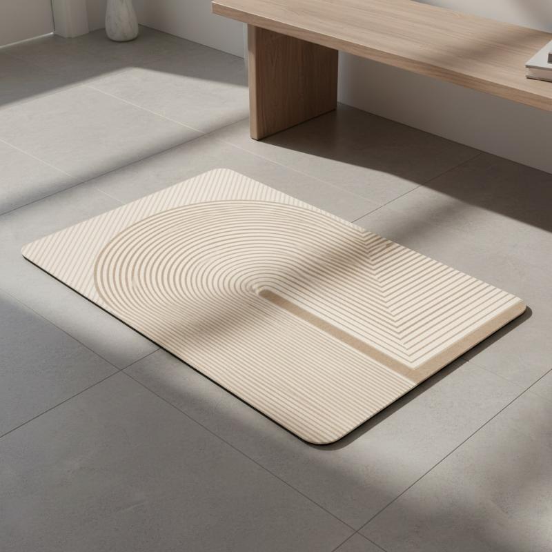 베이지색 줄무늬 규조토 욕실 매트 빠른 건조 흡수성 논 - Quick Dry Diatomite Bath Mat 리뷰 및 가격