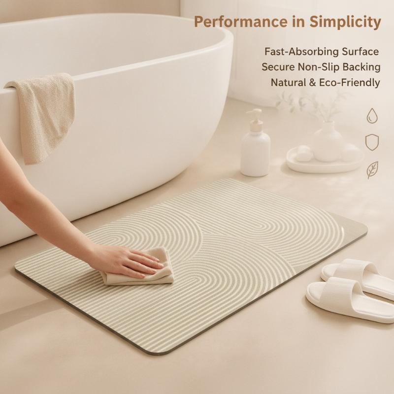 베이지색 줄무늬 규조토 욕실 매트 빠른 건조 흡수성 논 - Quick Dry Diatomite Bath Mat 리뷰 및 가격