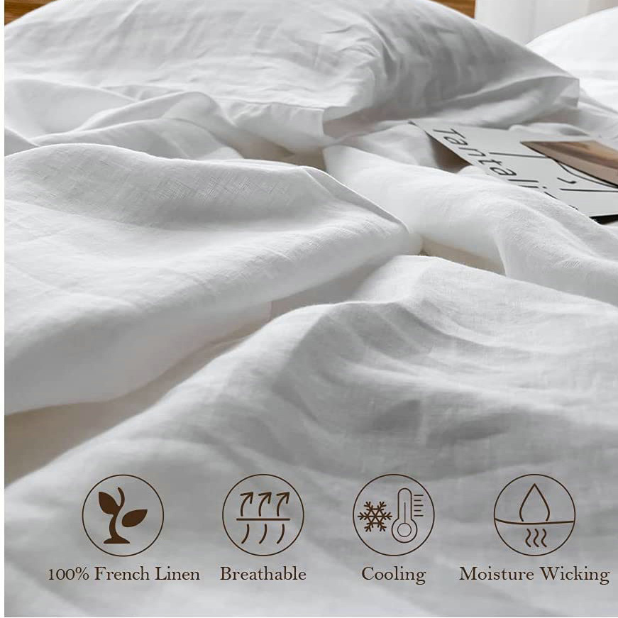 100% 린넨 소프트 침대 시트, 퀸 사이즈 시트 세트 - Fitted Bed Sheets Deep Pocket 리뷰 및 가격