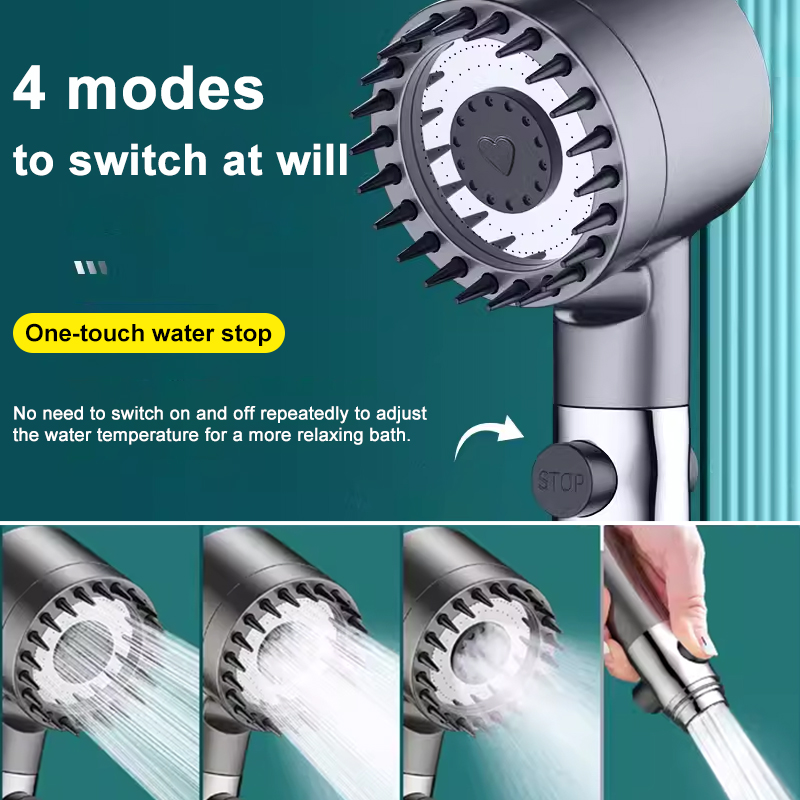 고압 마사지 샤워 헤드 4 가지 모드 강우량 샤워 헤드 - High Pressure Shower Head Handheld 리뷰 및 가격