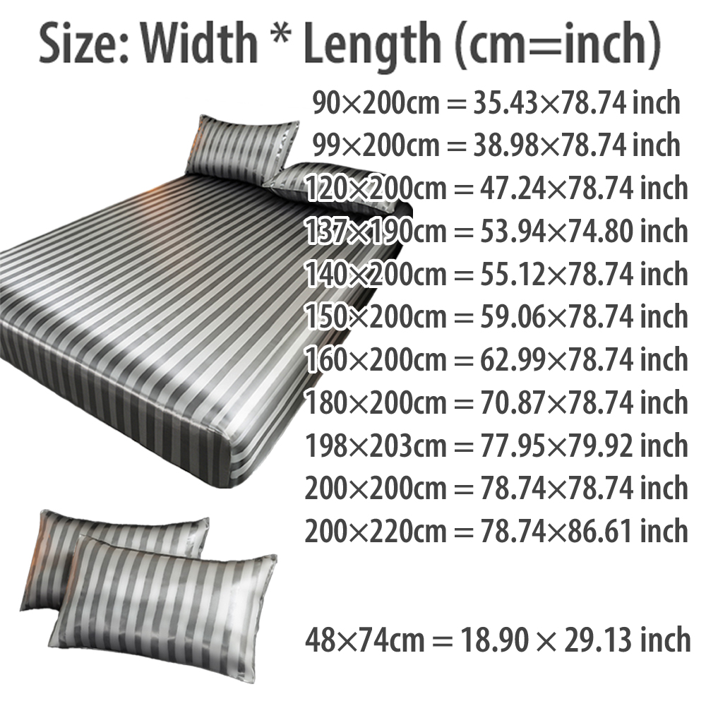새로운 스트라이프 침대 시트, 매트리스 커버 고급 새틴 - Fitted Bed Sheets Deep Pocket 리뷰 및 가격