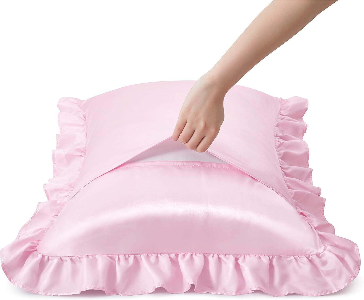 머리카락과 피부를 위한 2피스 새틴 러플 베개 커버,  - Satin Silk Pillowcase Hair Skin 리뷰 및 가격