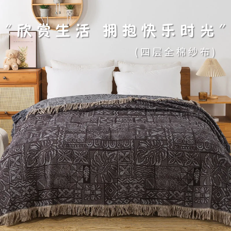 면 침대보 4겹의 무슬린 거즈 타월 커버릿 여름용 에어 - Muslin Cotton Bedspread 리뷰 및 가격