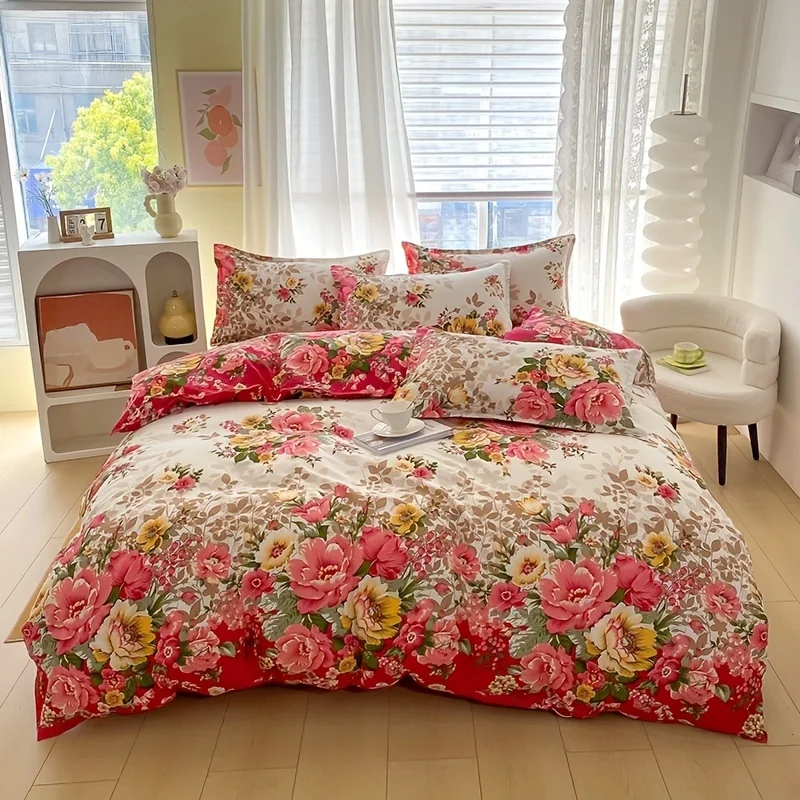 지퍼 잠금 장치가 있는 꽃무늬 이불 커버 세트 - 3피 - Duvet Cover Sets With Zipper 리뷰 및 가격