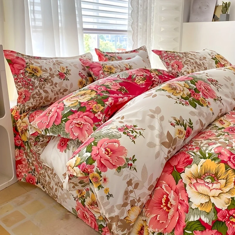 지퍼 잠금 장치가 있는 꽃무늬 이불 커버 세트 - 3피 - Duvet Cover Sets With Zipper 리뷰 및 가격