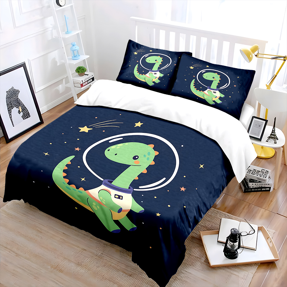별이 빛나는 배경을 가진 우주 공룡 패턴 이불 커버 세 - Duvet Cover Sets With Zipper 리뷰 및 가격