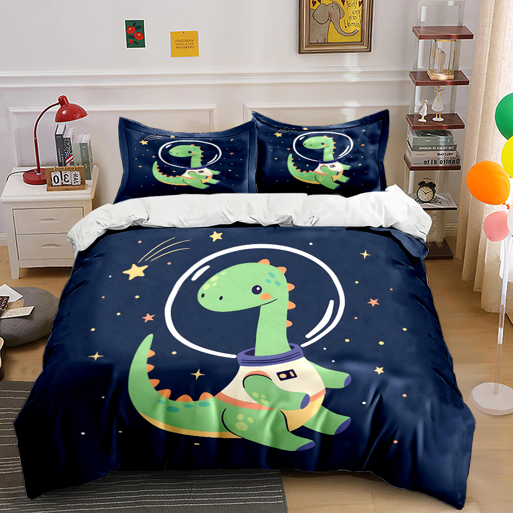 별이 빛나는 배경을 가진 우주 공룡 패턴 이불 커버 세 - Duvet Cover Sets With Zipper 리뷰 및 가격