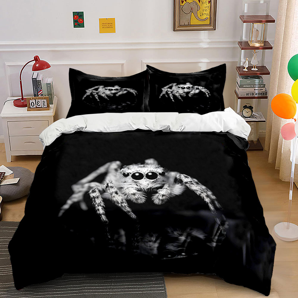 점프 스파이더 흑백 다크 스타일 패턴 이불 커버 세트  - Duvet Cover Sets With Zipper 리뷰 및 가격