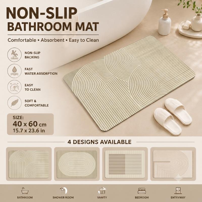 규조토 욕실 매트 빠른 건조 흡수성 베이지 스트라이프  - Quick Dry Diatomite Bath Mat 리뷰 및 가격